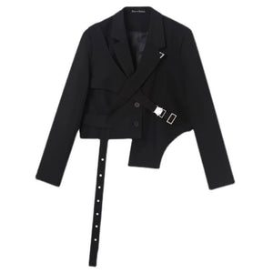 asymmetric strap over // blazer jacket