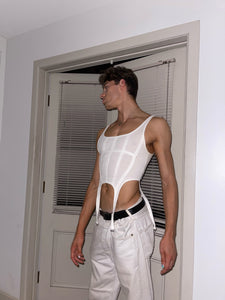 boned suspender tank // white