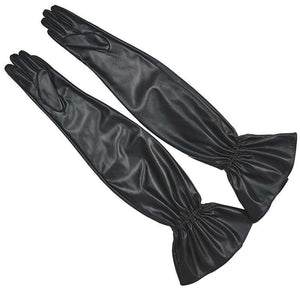 black vegan leather // ruffled gloves